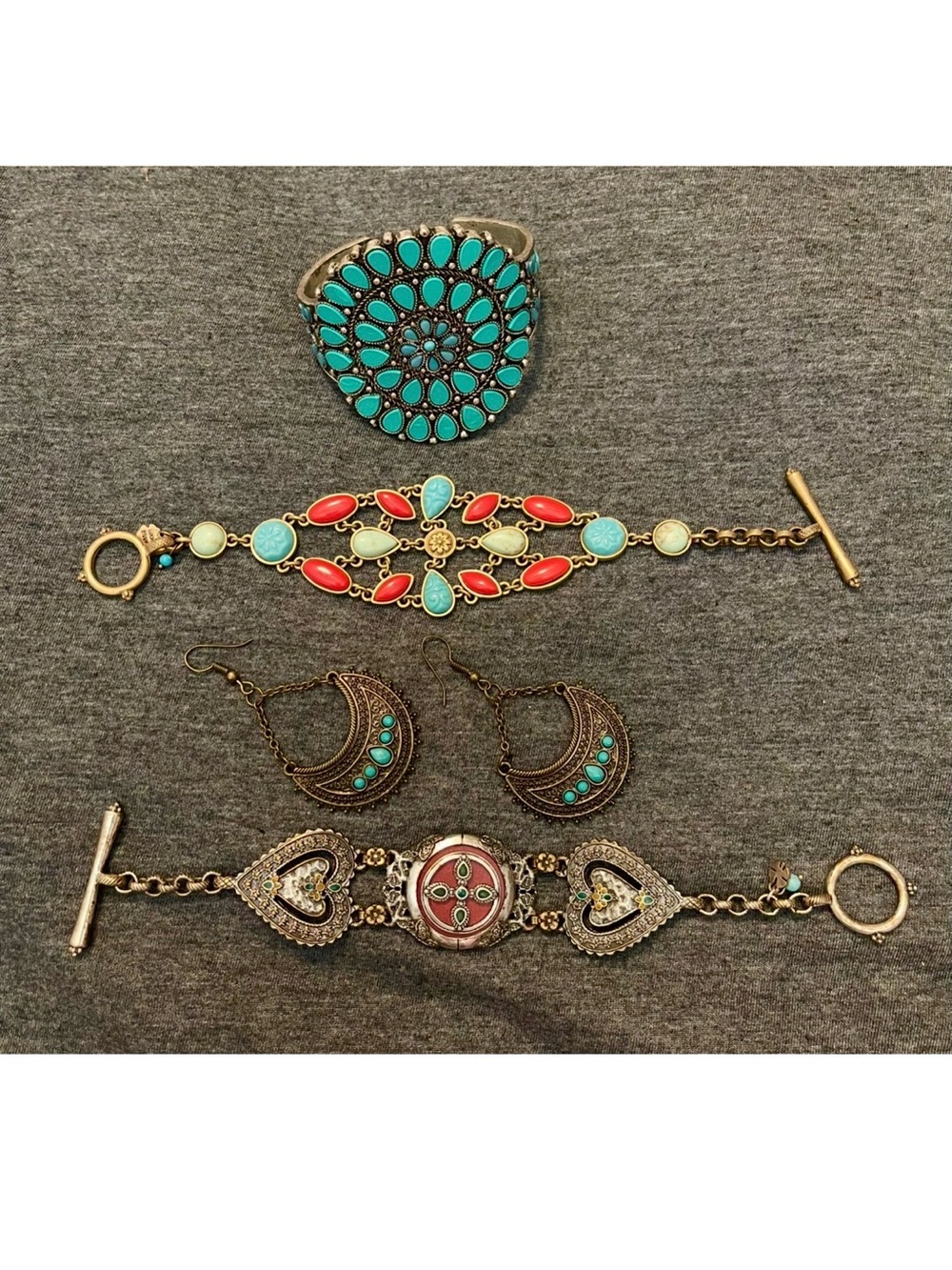 Lucky Brand LOT - 2 bracelets, 1 cuff, 1 Pair of earrings